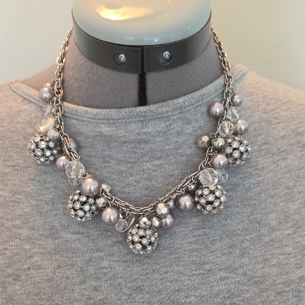 Elegant Silver and Gray Beaded Necklace